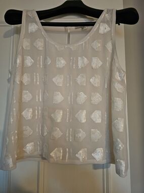 Forever 21- Sleeveless White Sequin Geometric Tank Top